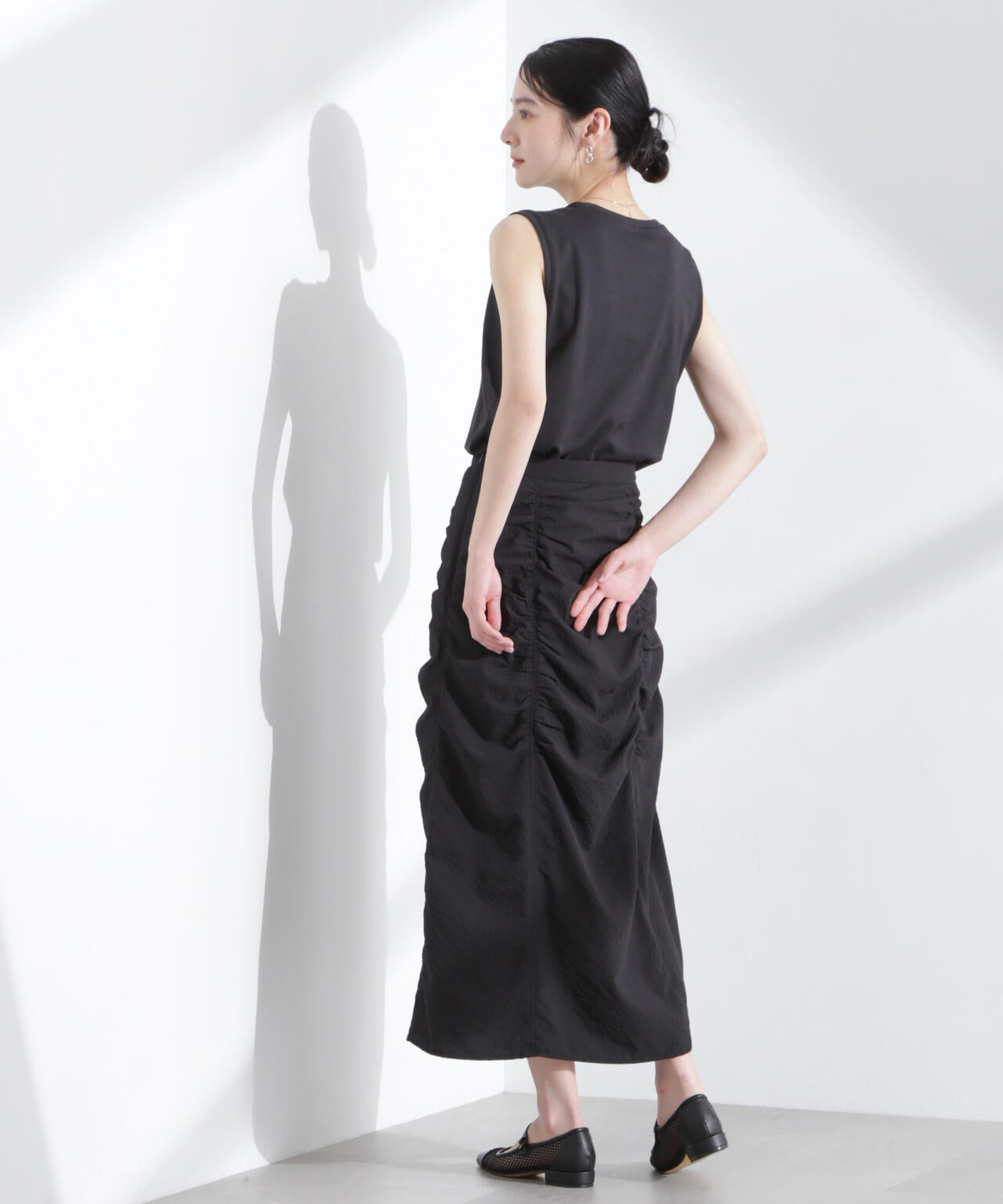 ギャザー切り替えサッカースカート