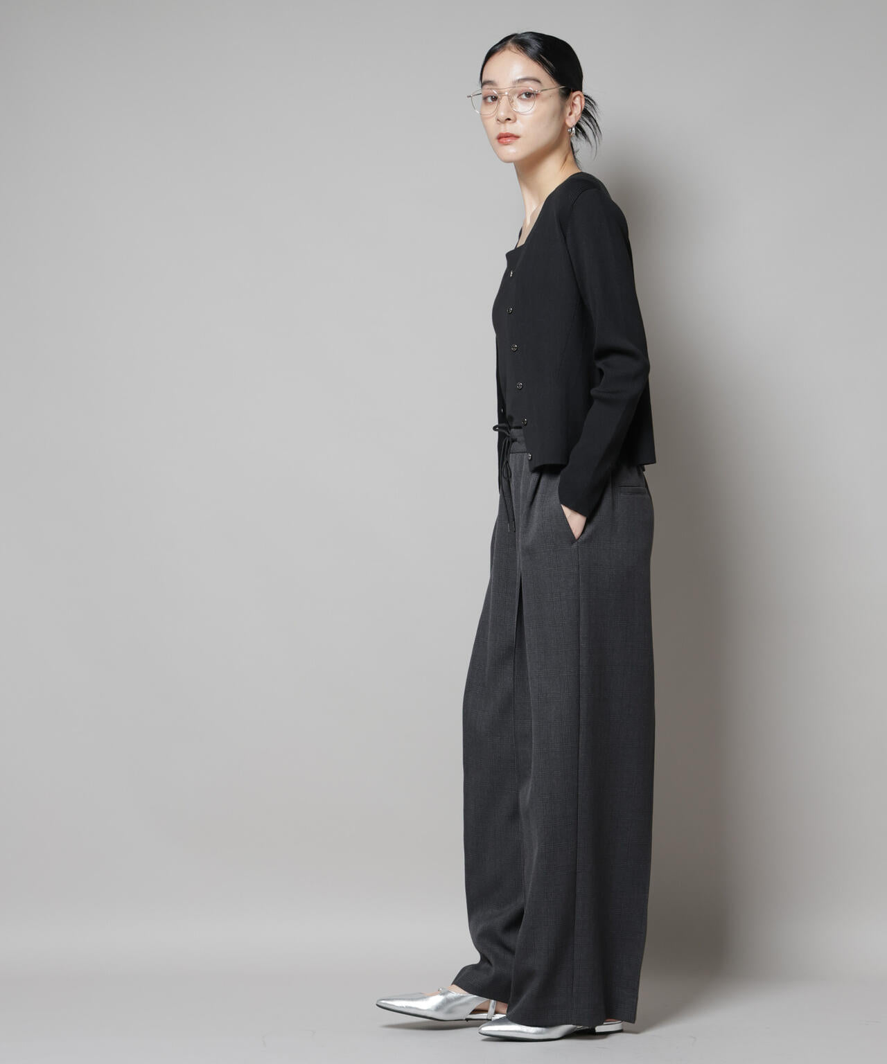 CICA&UVカット加工Vネックリブカーディガン