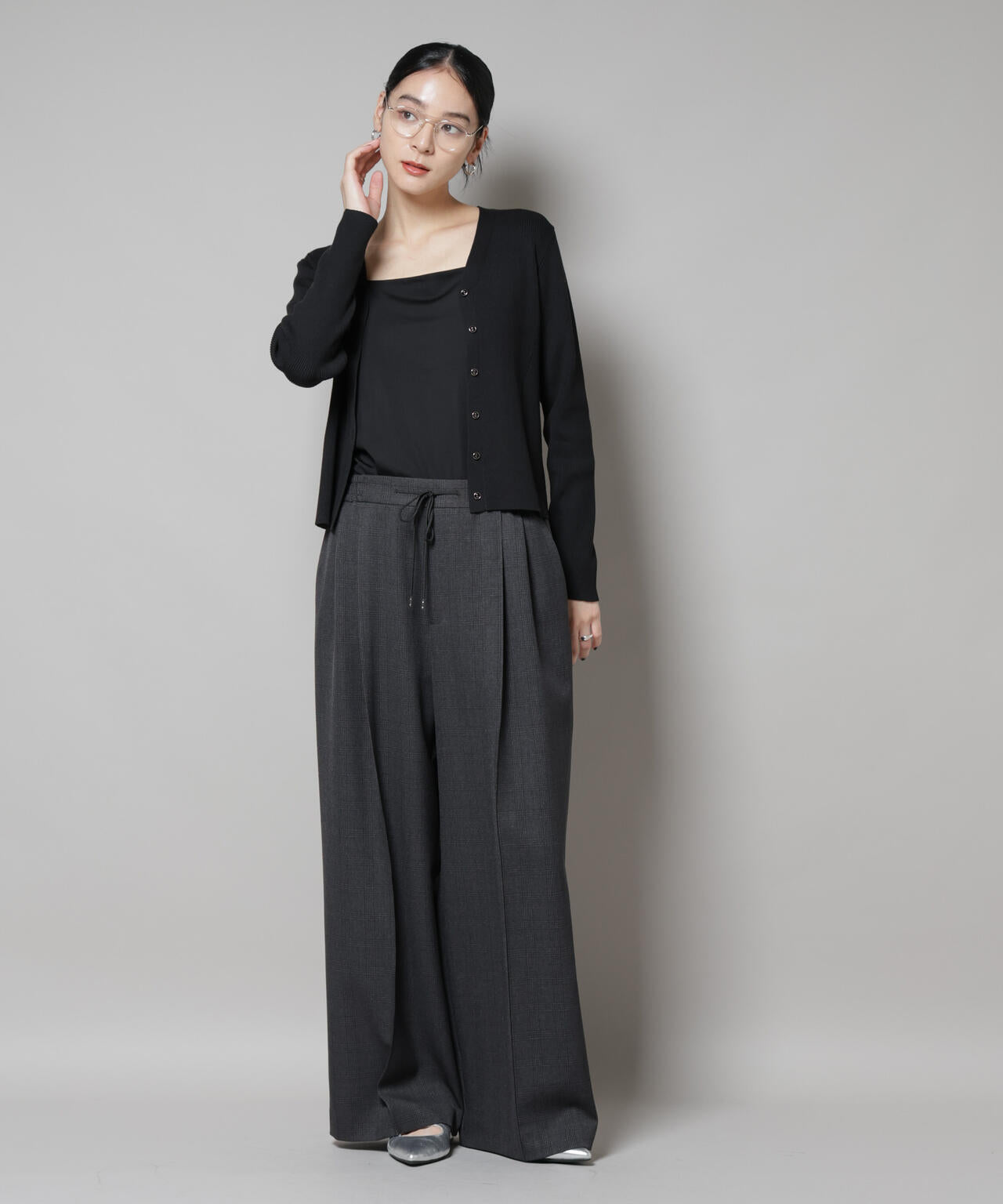 CICA&UVカット加工Vネックリブカーディガン