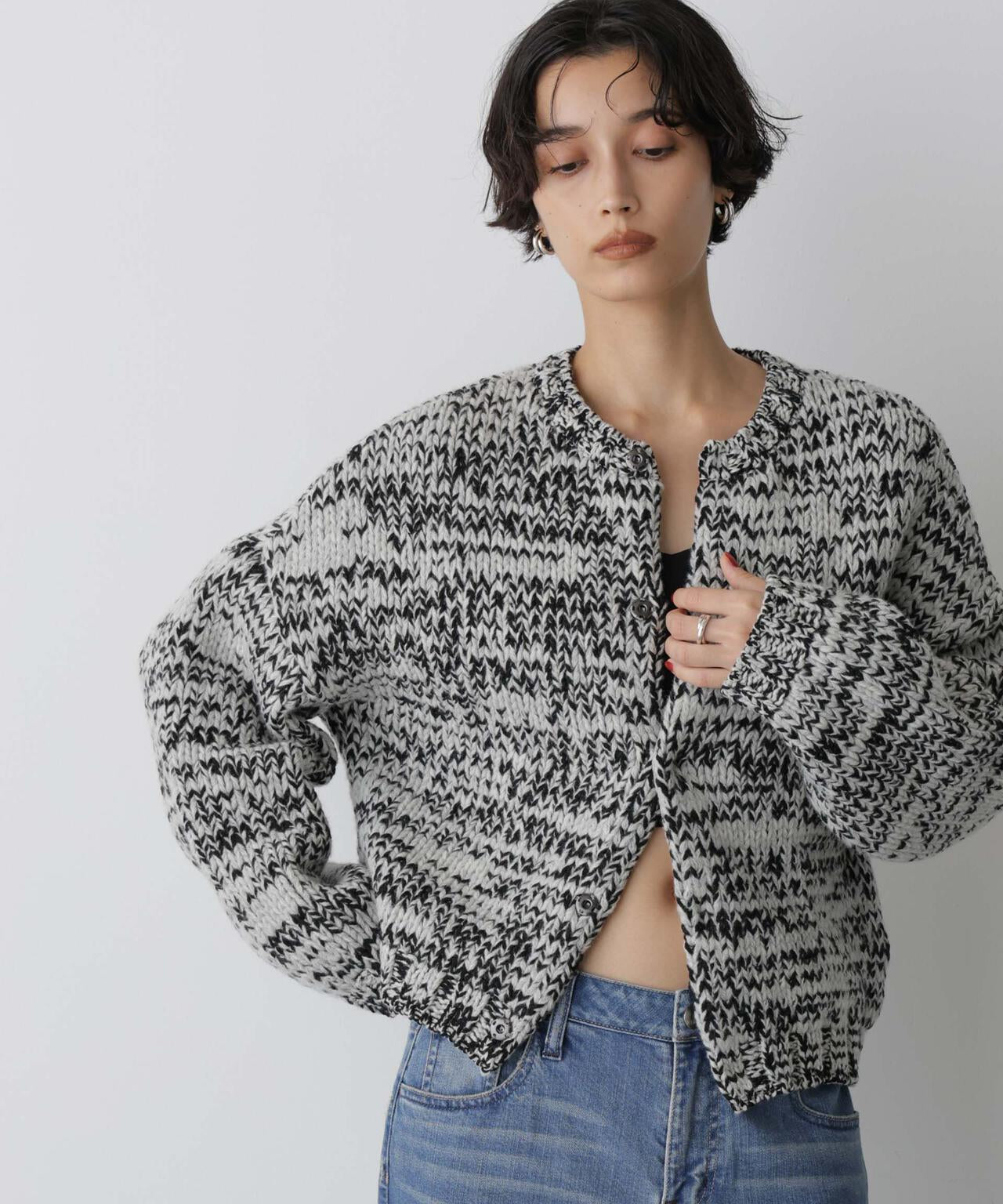 「STEVELOUR」ミックスカラー2WAYスナップニット