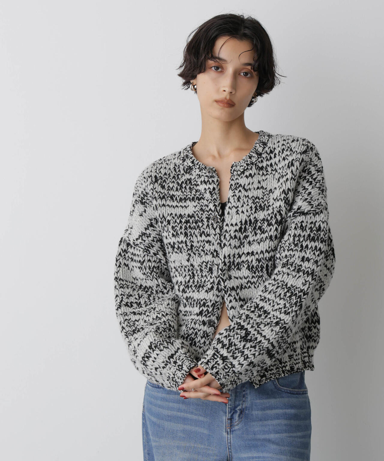 「STEVELOUR」ミックスカラー2WAYスナップニット
