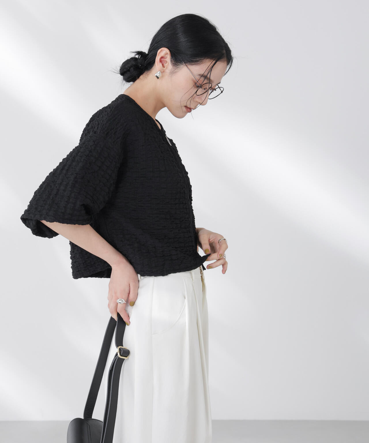 フクレシャーリングzipカーディガン