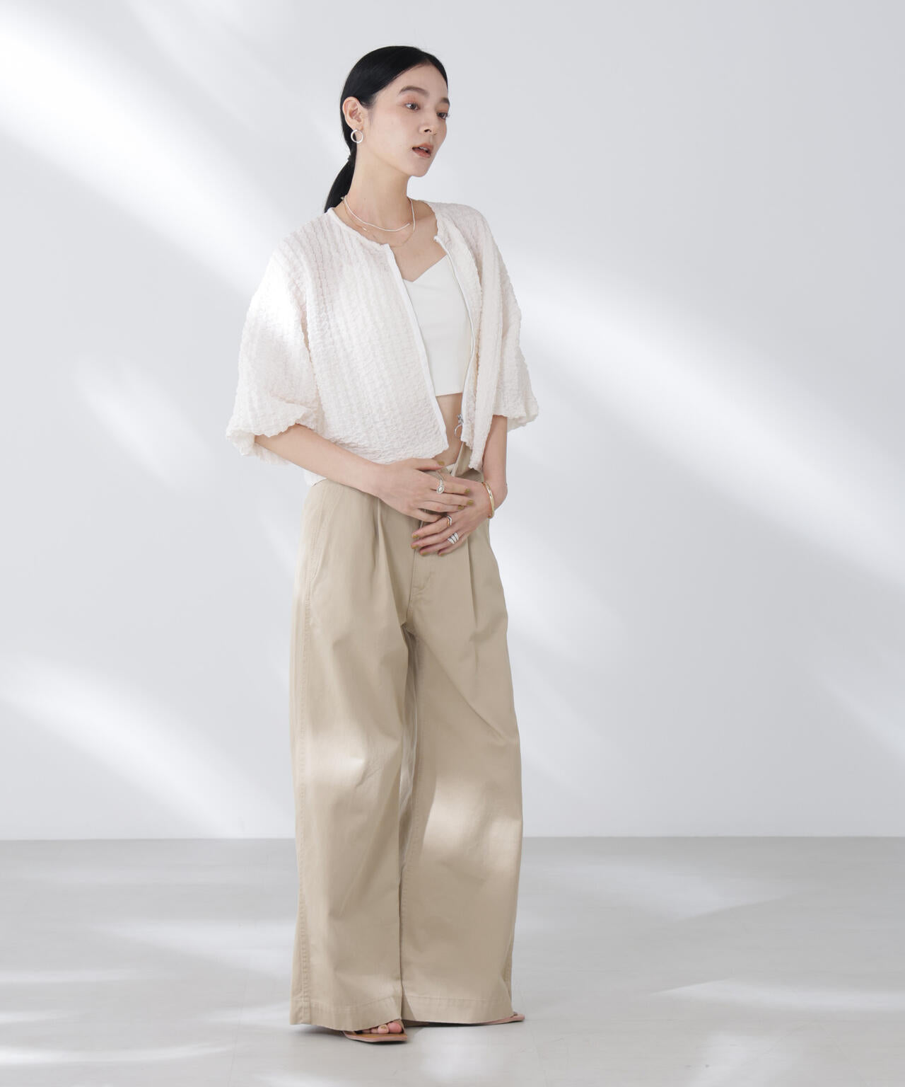 フクレシャーリングzipカーディガン