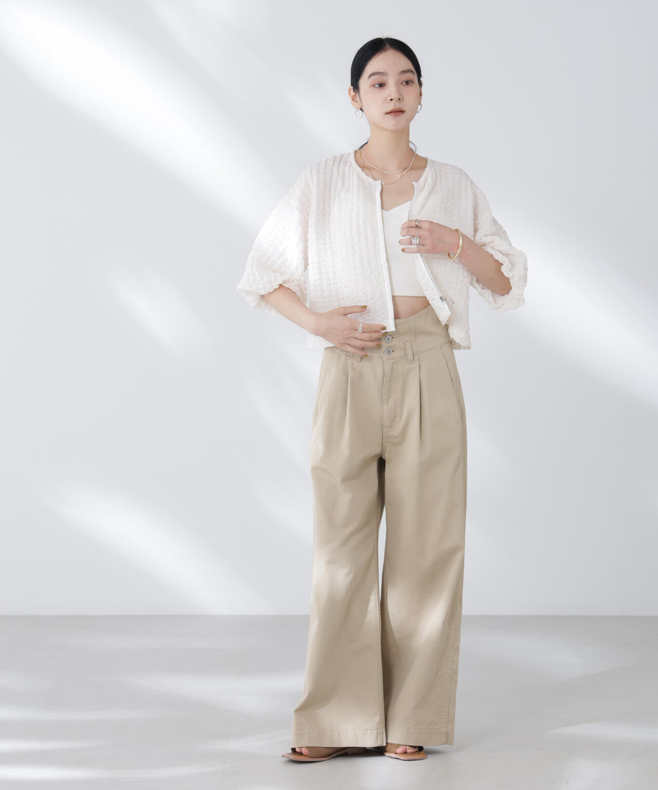 フクレシャーリングzipカーディガン