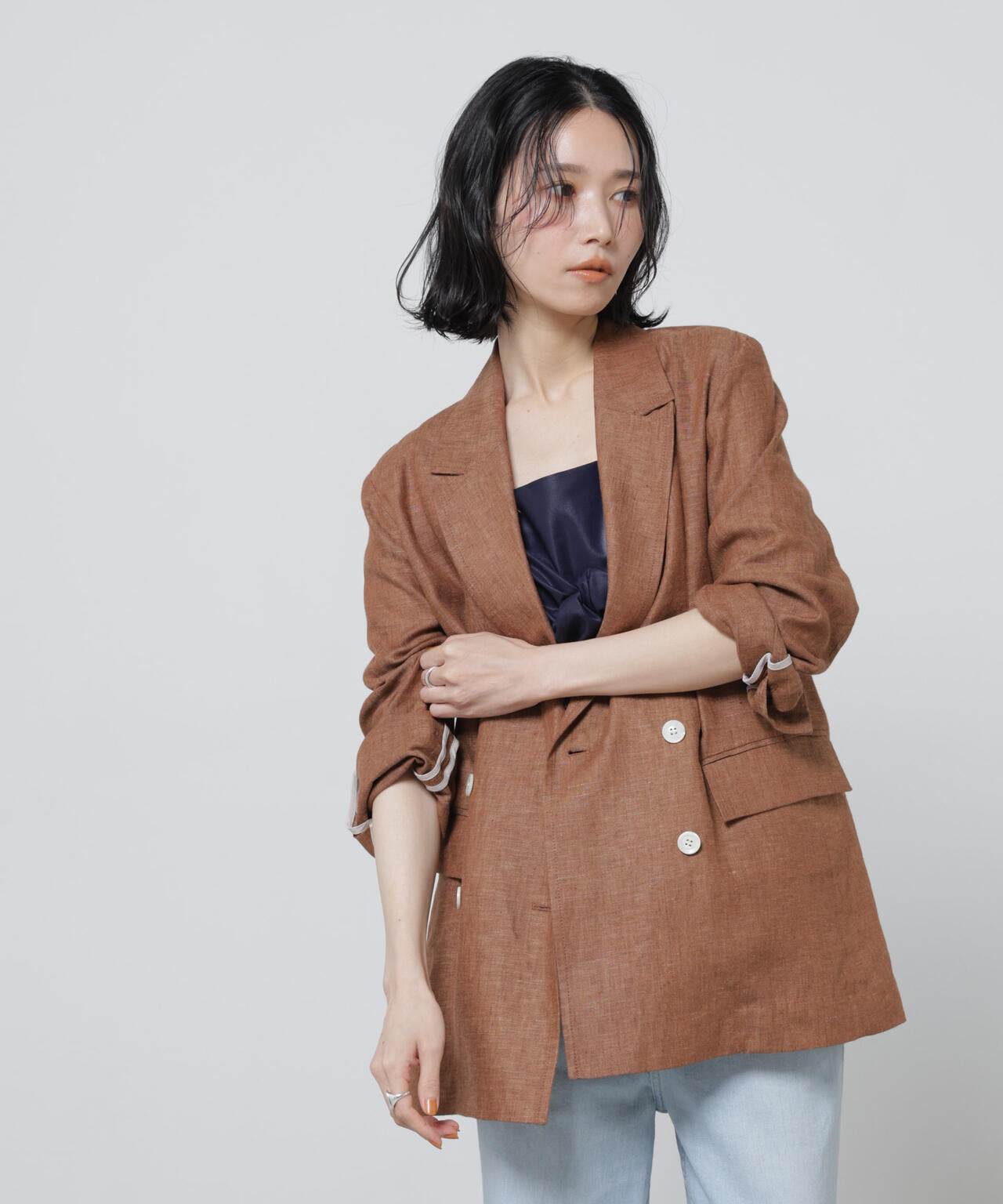 European Flax ダブル6Bジャケット(セットアップ可)