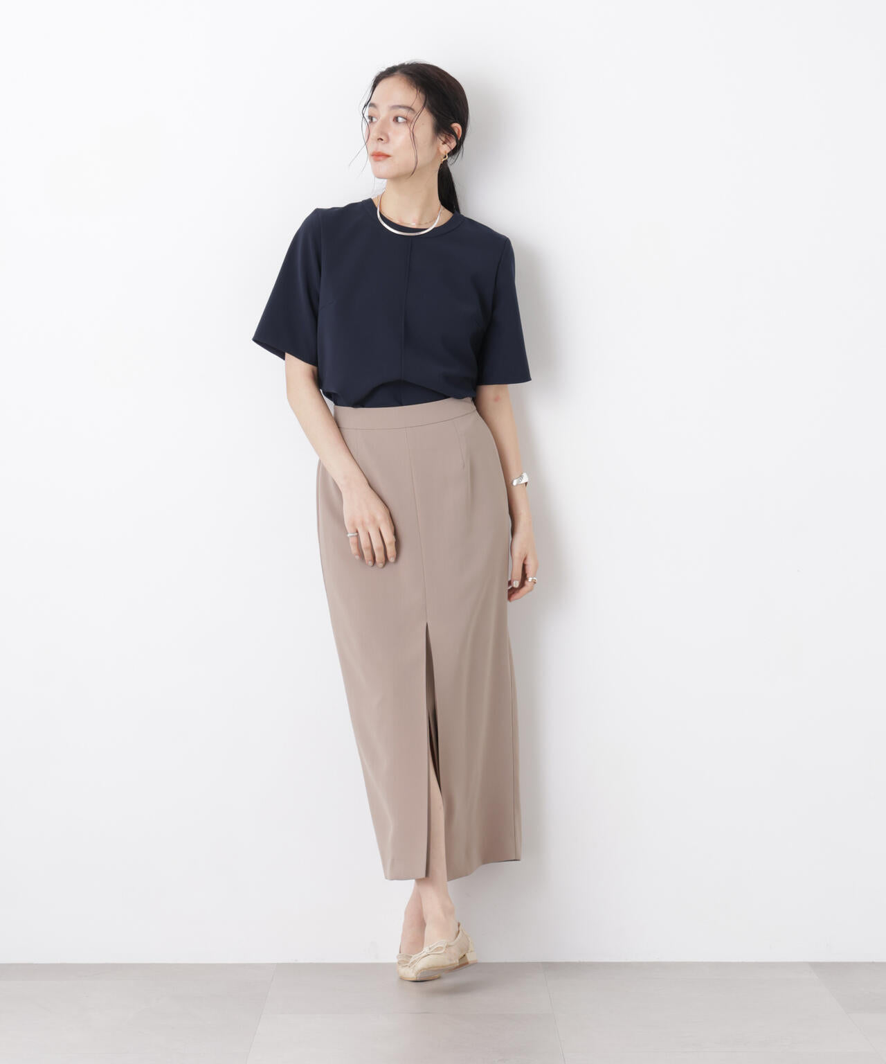 DressT/クルーネックハーフスリーブブラウス