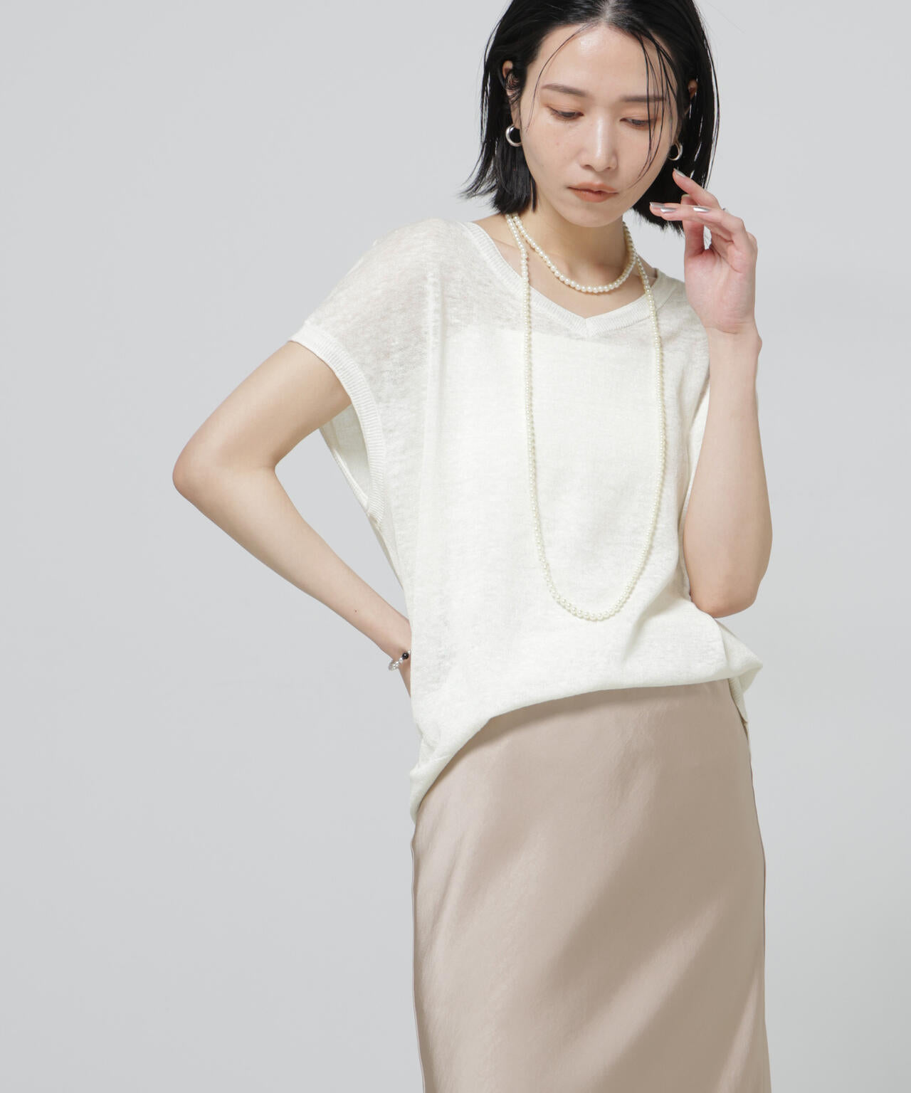 European Flax 2wayフレンチスリーブニット