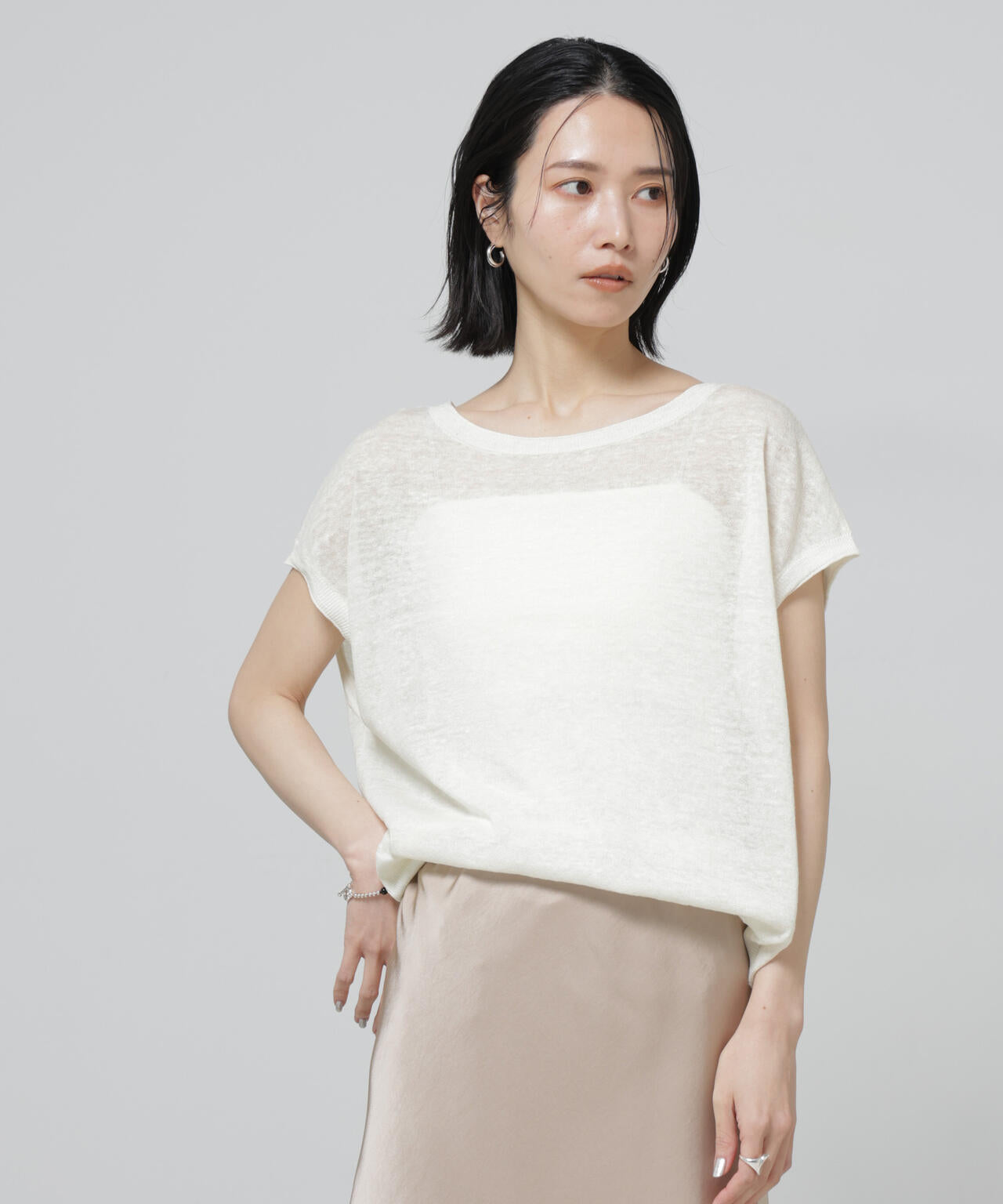 European Flax 2wayフレンチスリーブニット