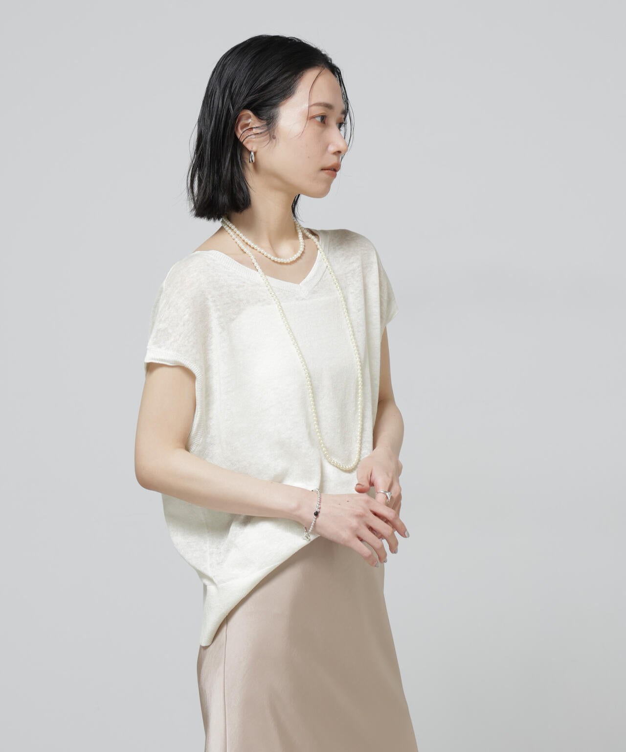 European Flax 2wayフレンチスリーブニット