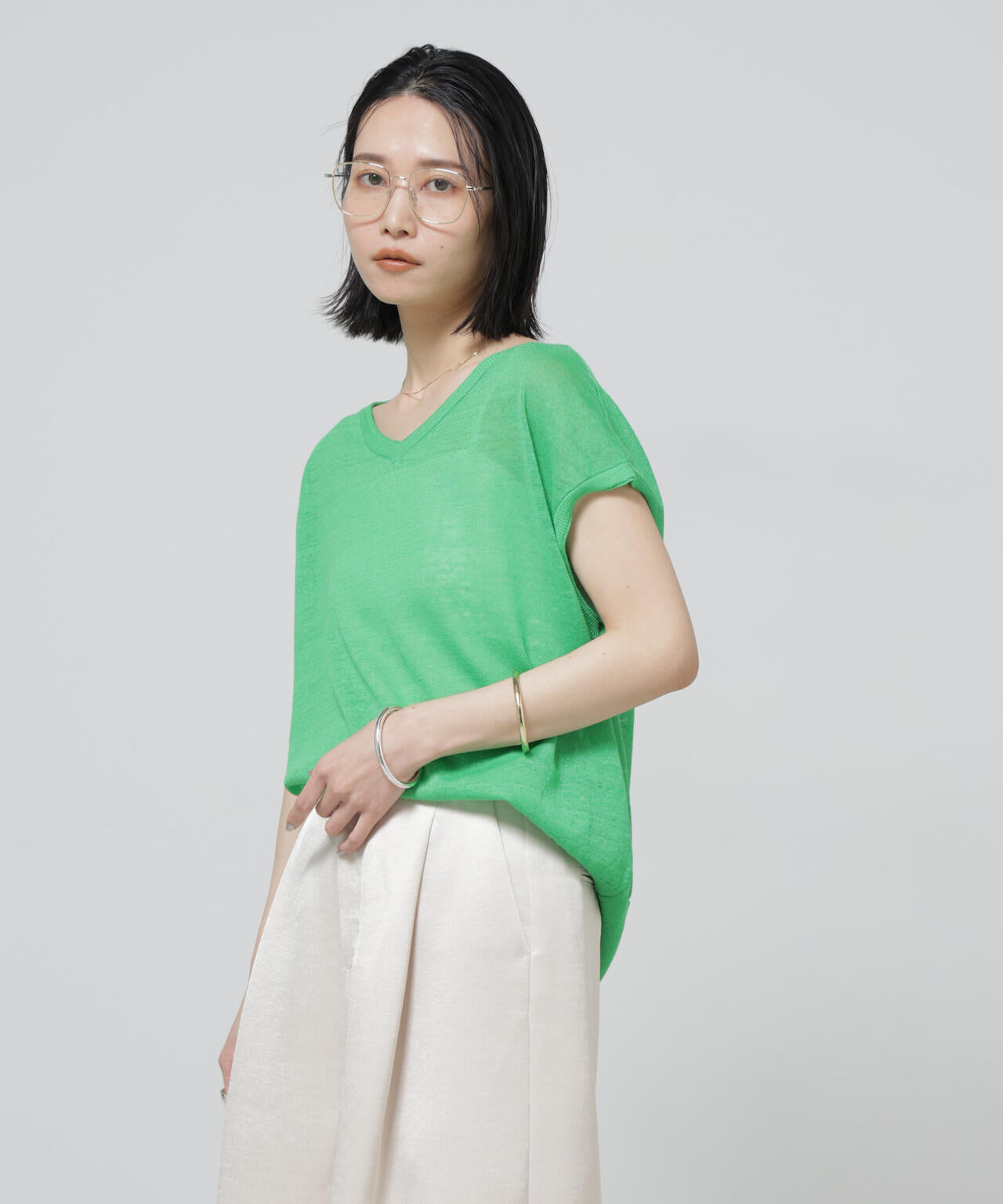 European Flax 2wayフレンチスリーブニット