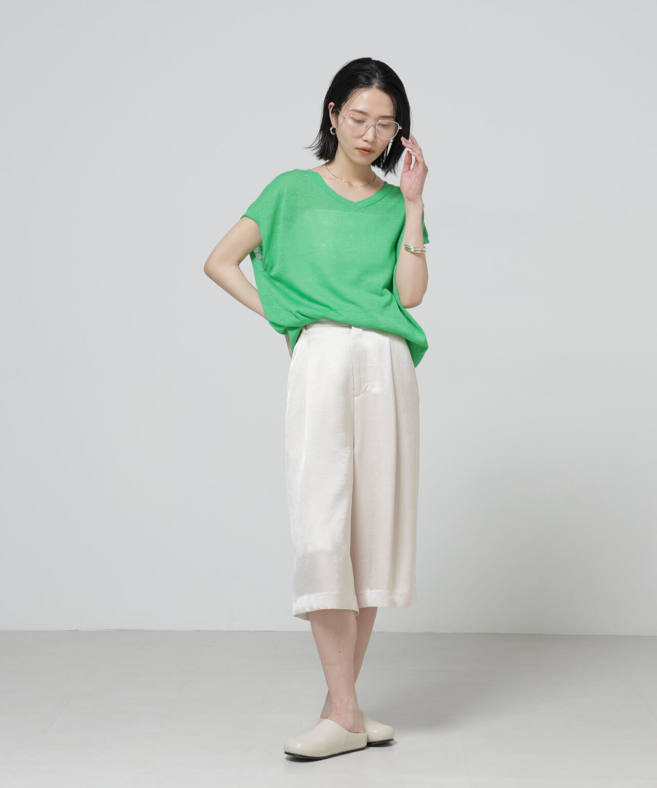 European Flax 2wayフレンチスリーブニット