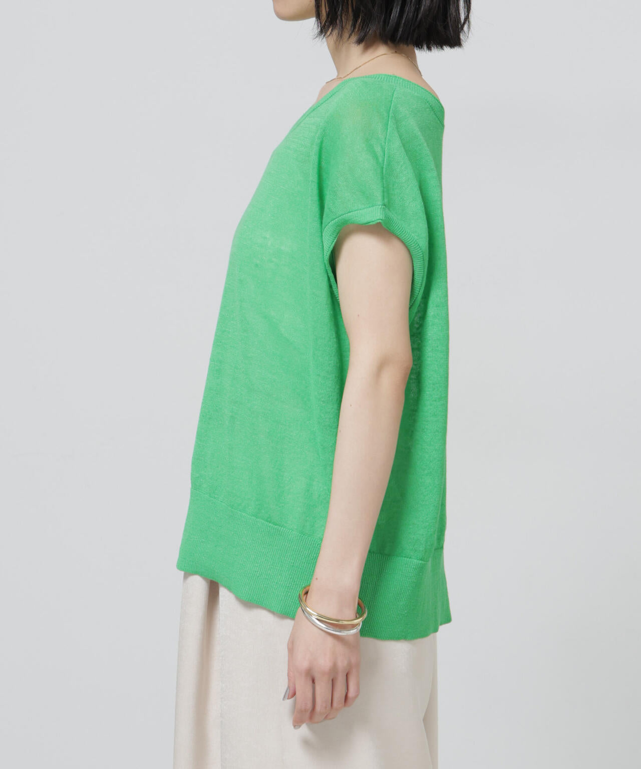 European Flax 2wayフレンチスリーブニット