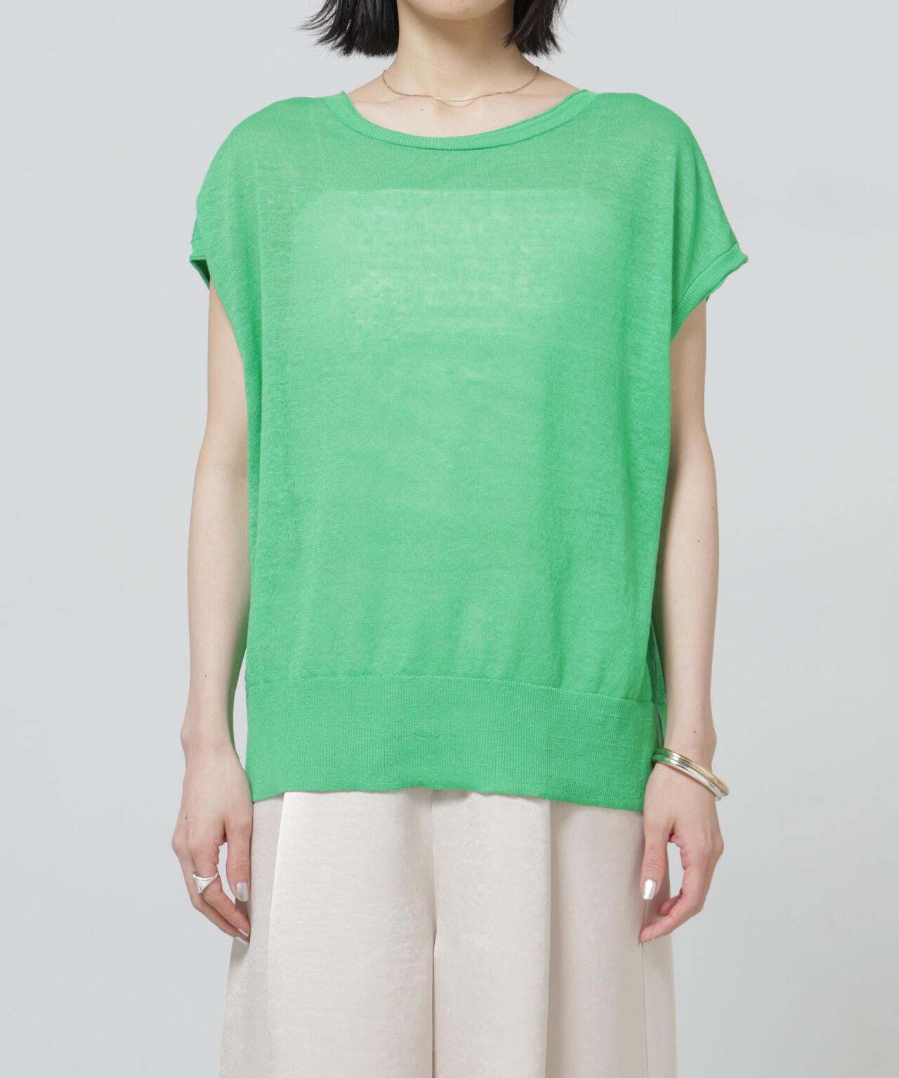 European Flax 2wayフレンチスリーブニット