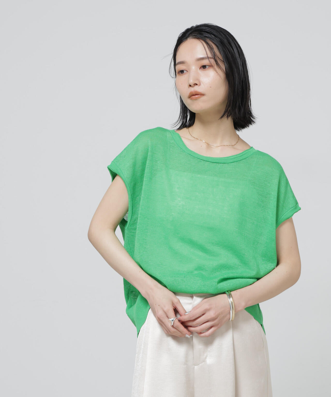 European Flax 2wayフレンチスリーブニット