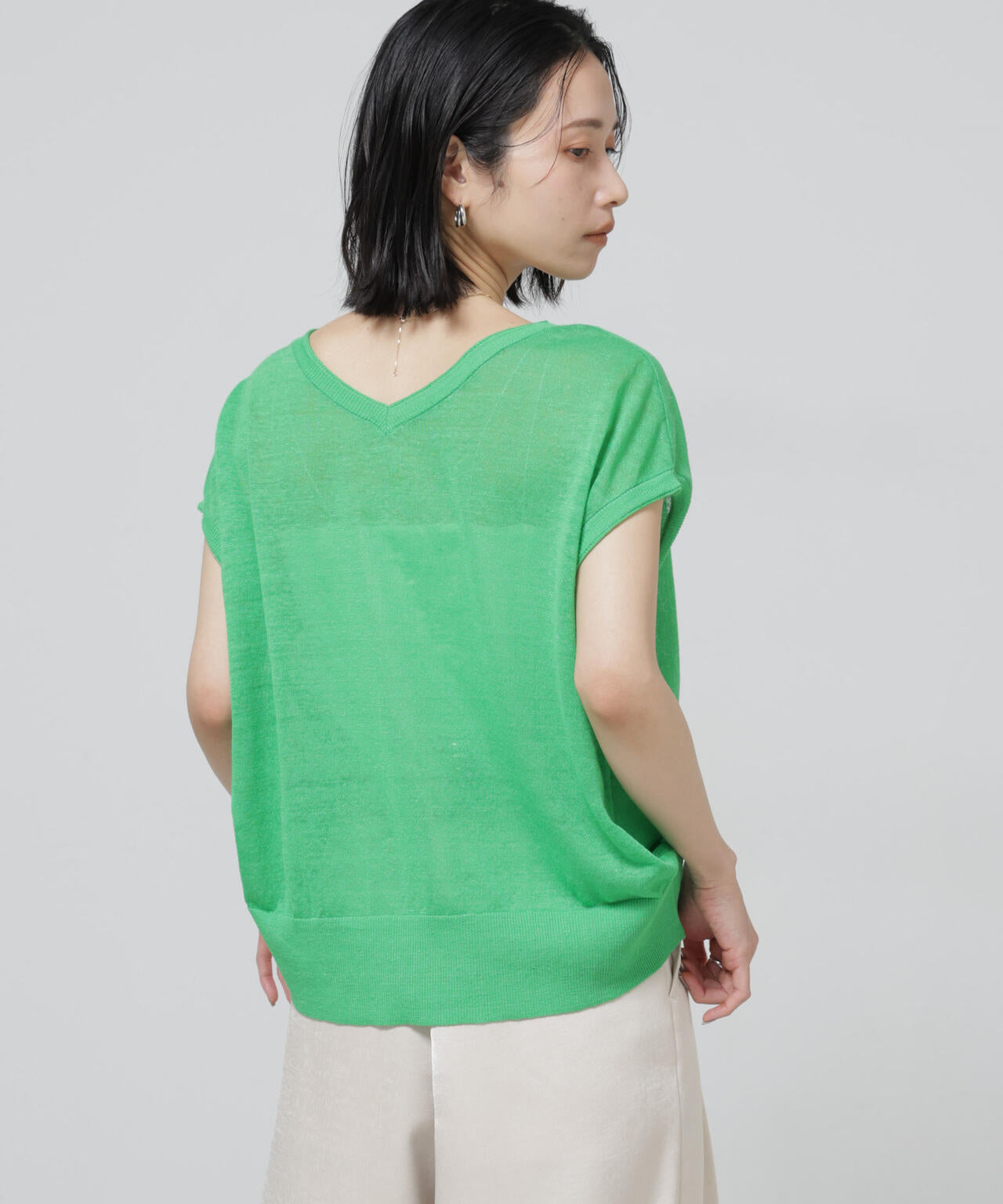 European Flax 2wayフレンチスリーブニット