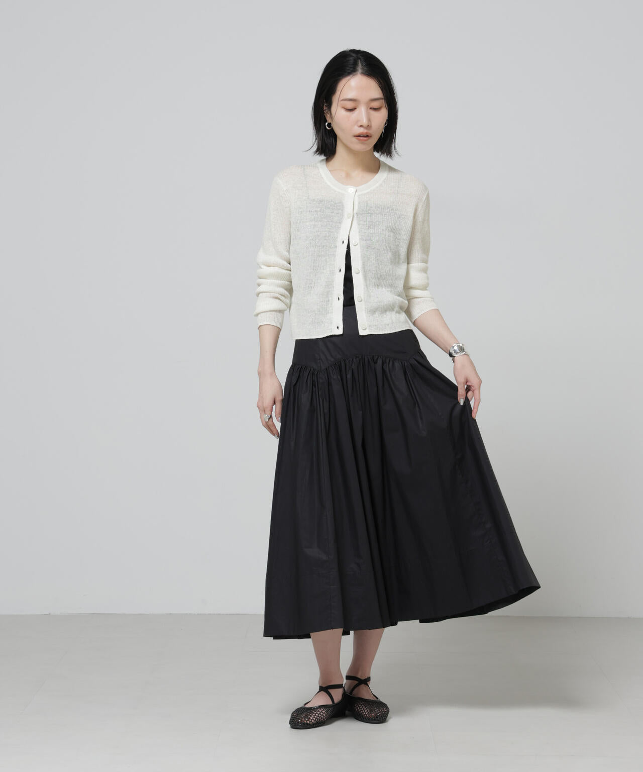 European Flax リブカーディガン