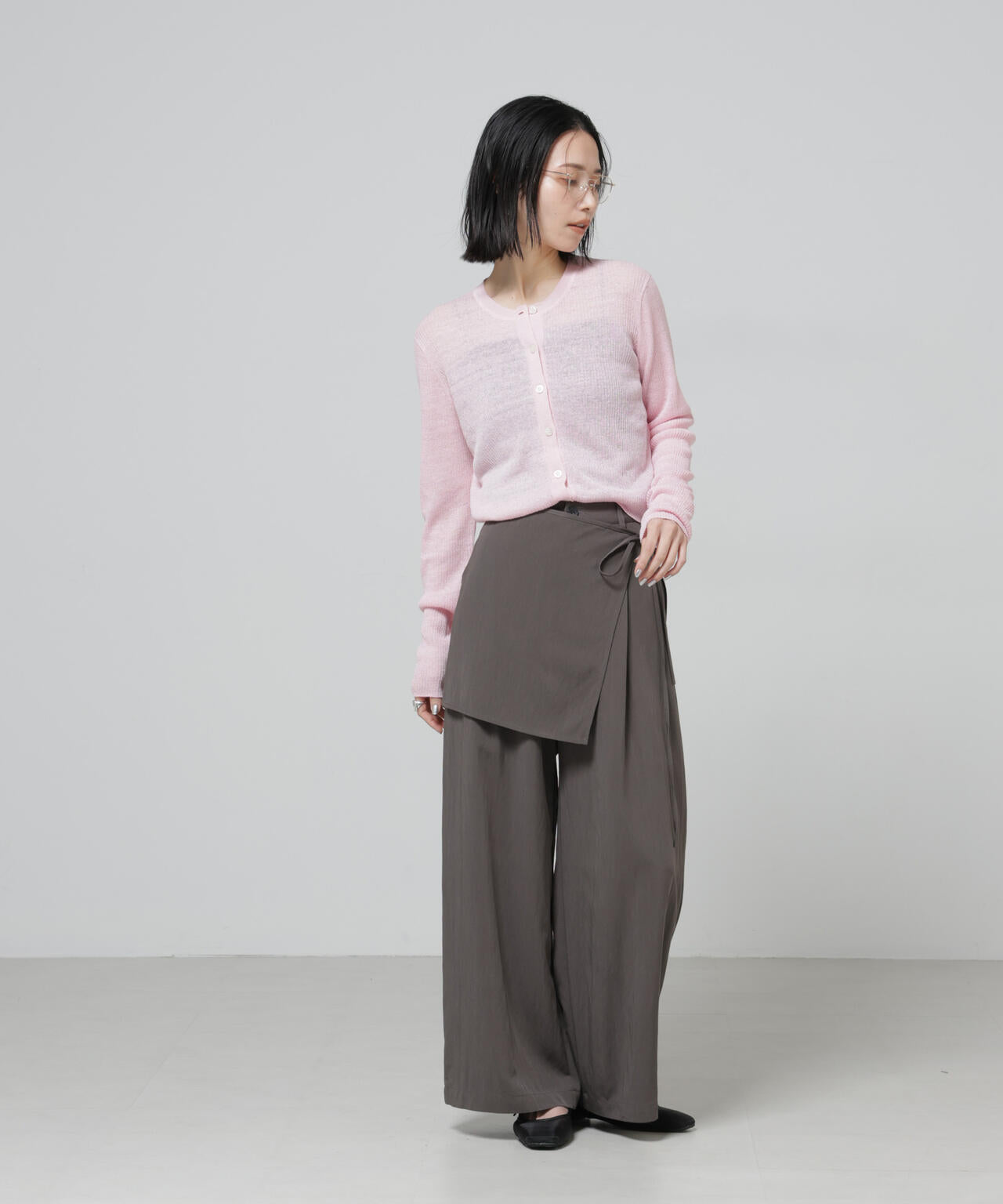 European Flax リブカーディガン