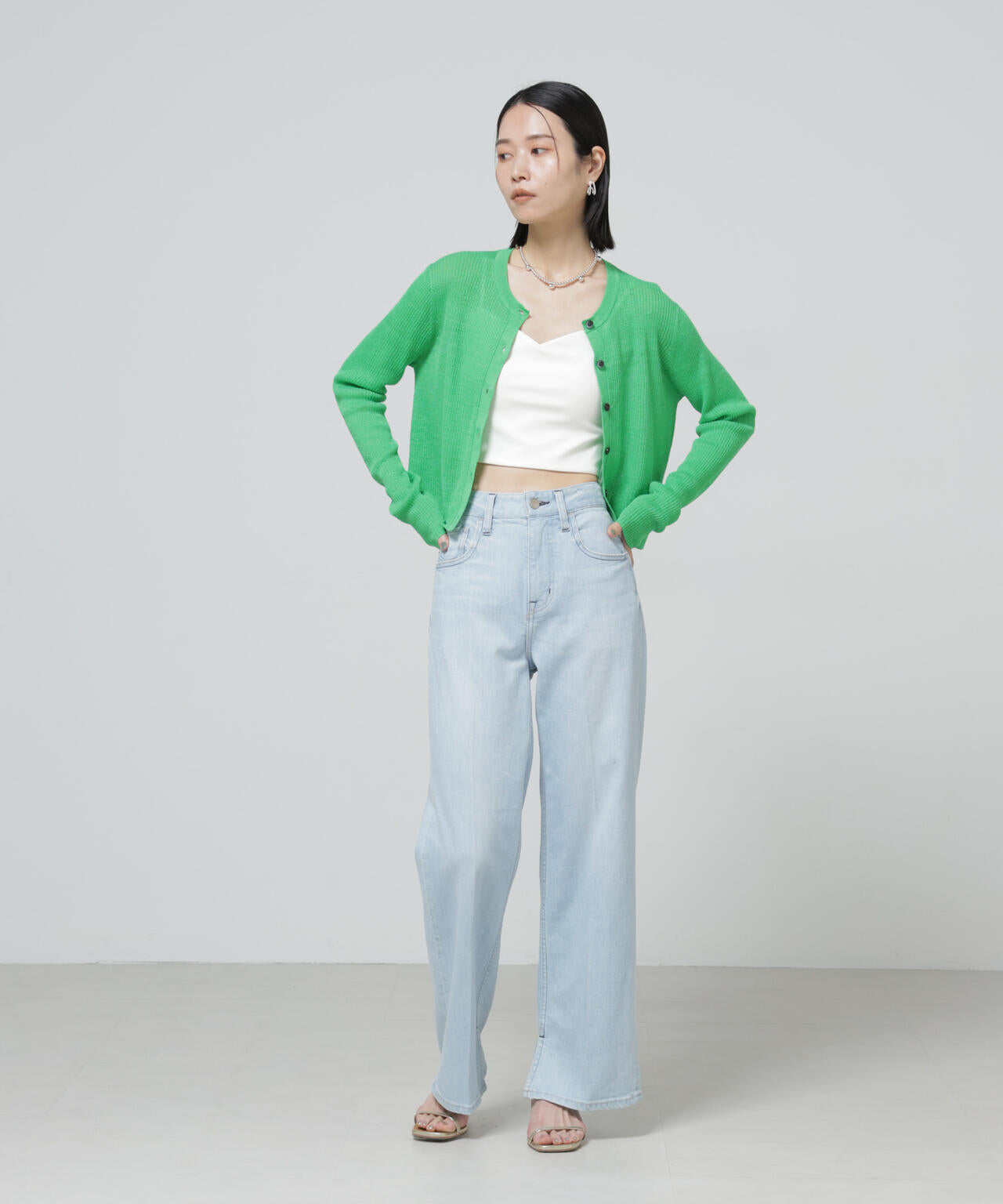 European Flax リブカーディガン
