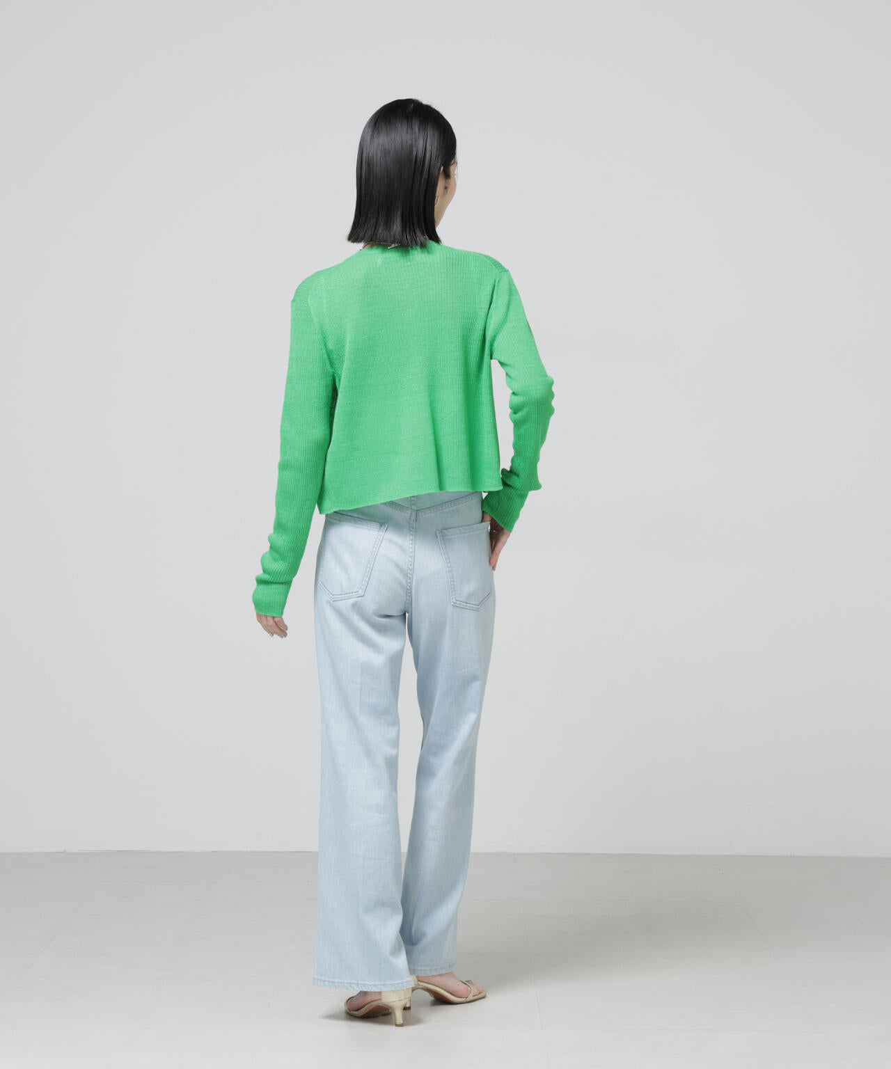 European Flax リブカーディガン