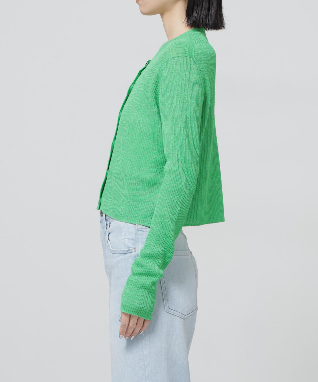 European Flax リブカーディガン