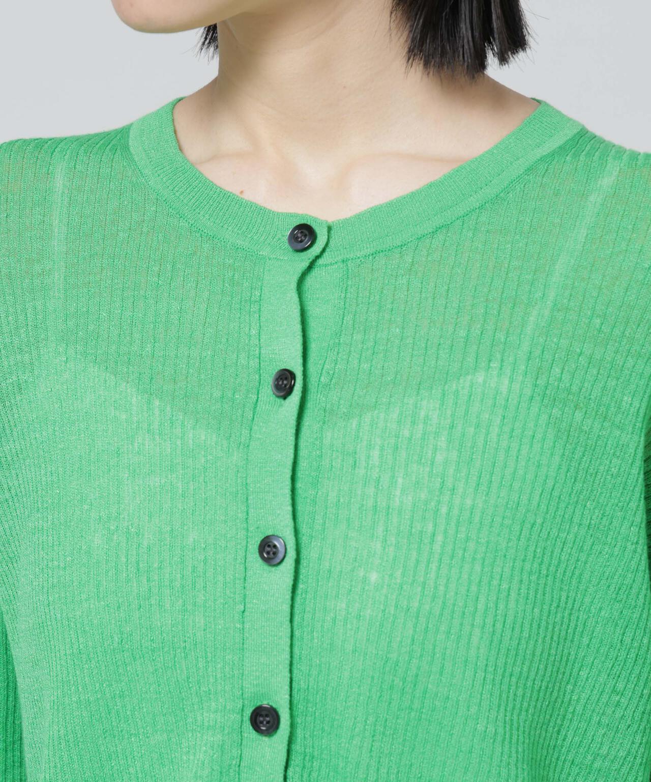 European Flax リブカーディガン