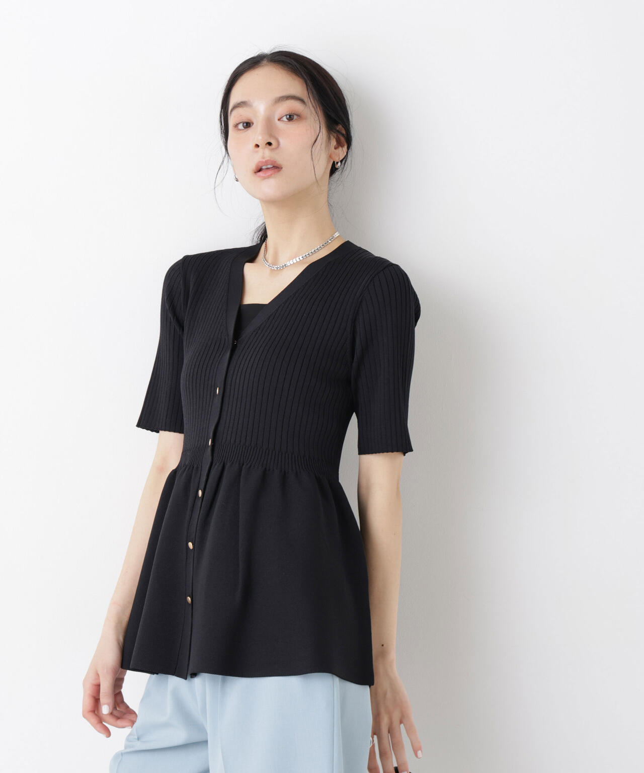 SUMMER VEIL KNIT ペプラムニットカーディガン
