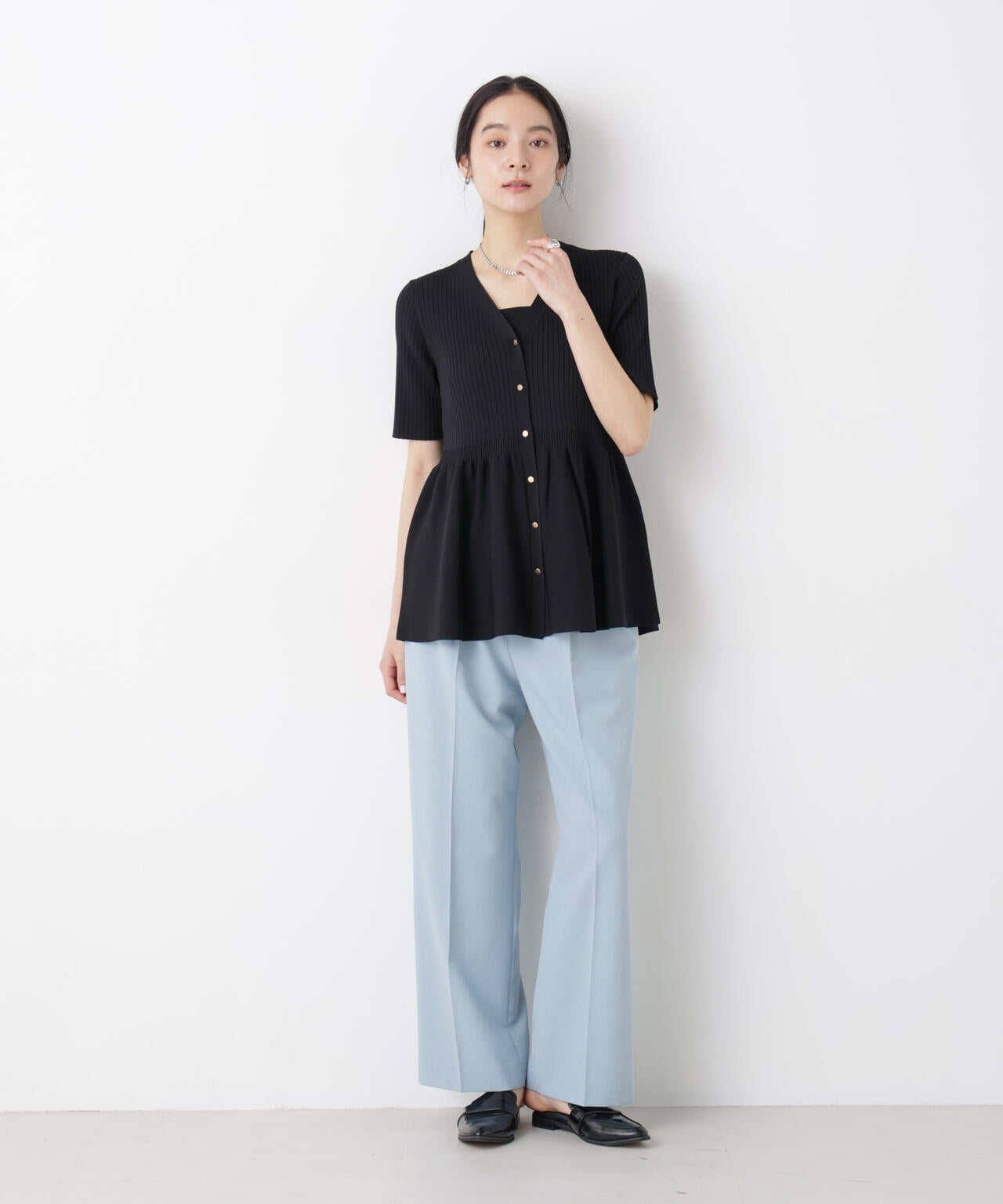 SUMMER VEIL KNIT ペプラムニットカーディガン