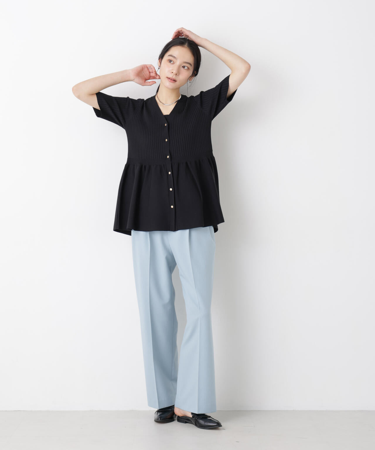 SUMMER VEIL KNIT ペプラムニットカーディガン