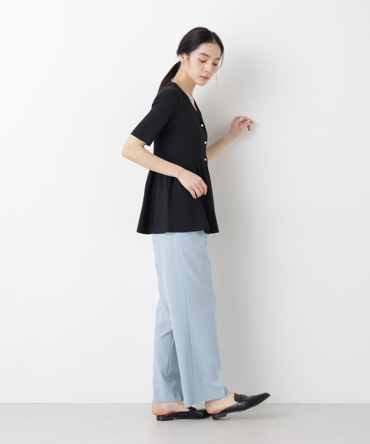 SUMMER VEIL KNIT ペプラムニットカーディガン