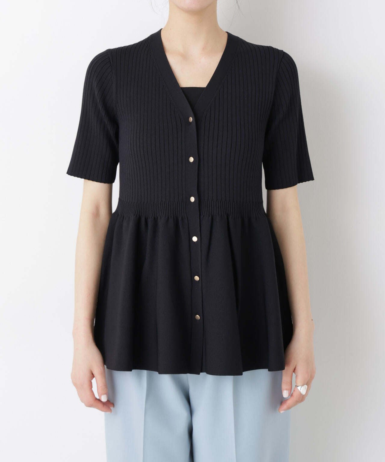 SUMMER VEIL KNIT ペプラムニットカーディガン