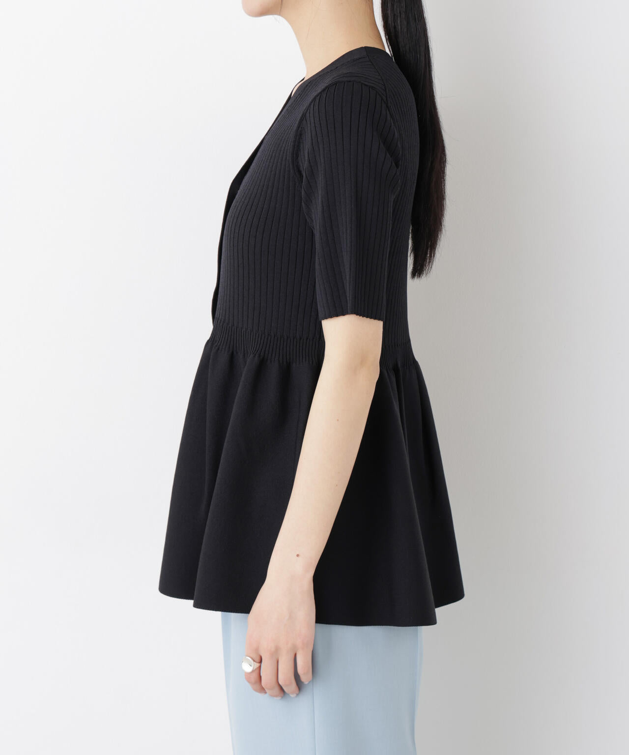 SUMMER VEIL KNIT ペプラムニットカーディガン
