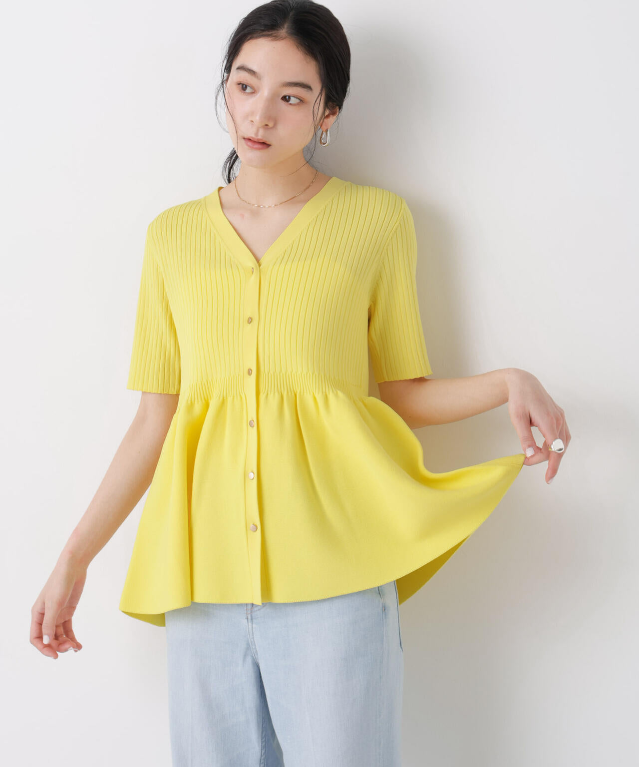SUMMER VEIL KNIT ペプラムニットカーディガン