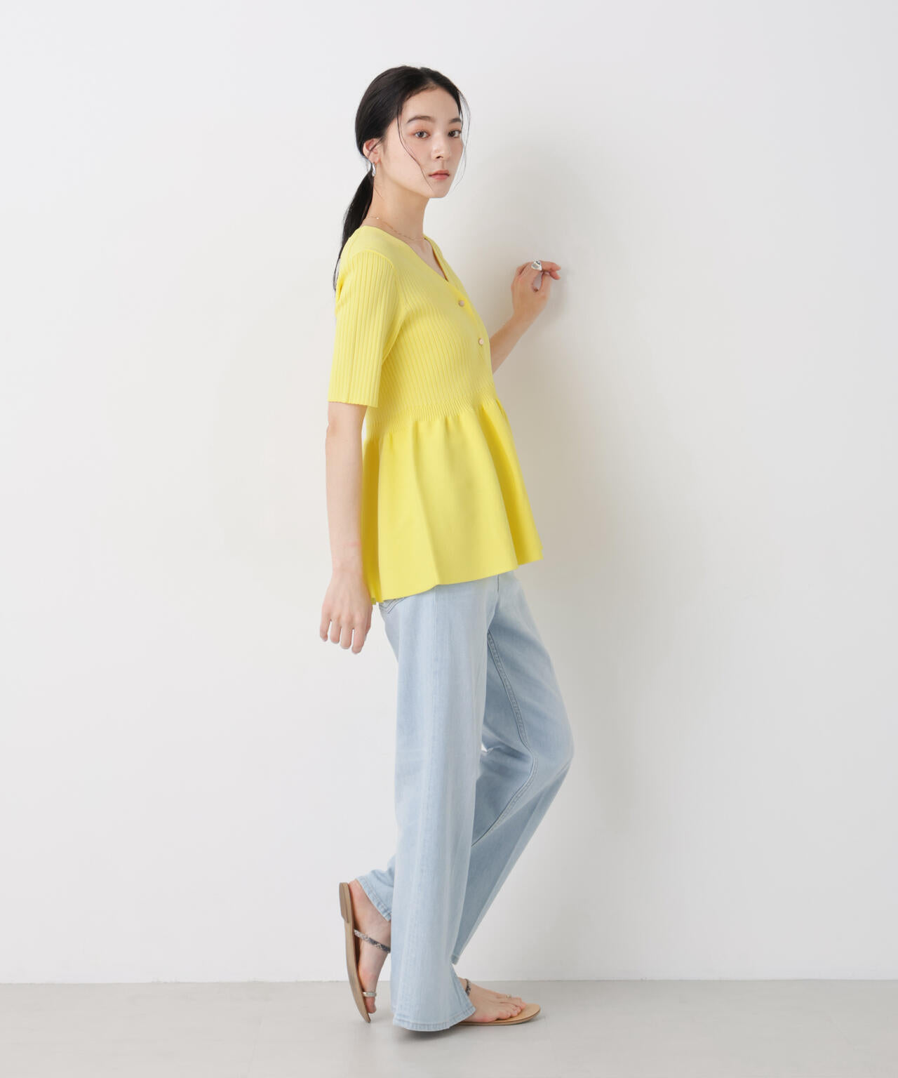 SUMMER VEIL KNIT ペプラムニットカーディガン