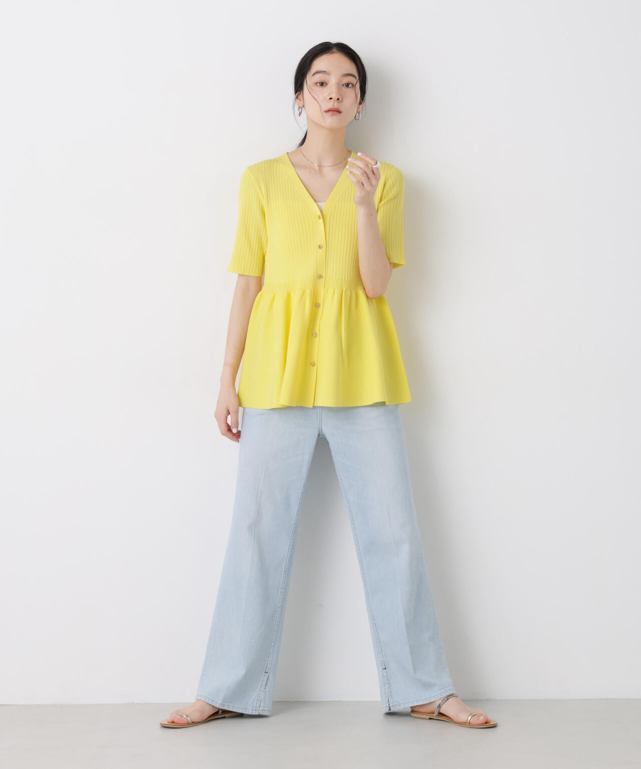 SUMMER VEIL KNIT ペプラムニットカーディガン