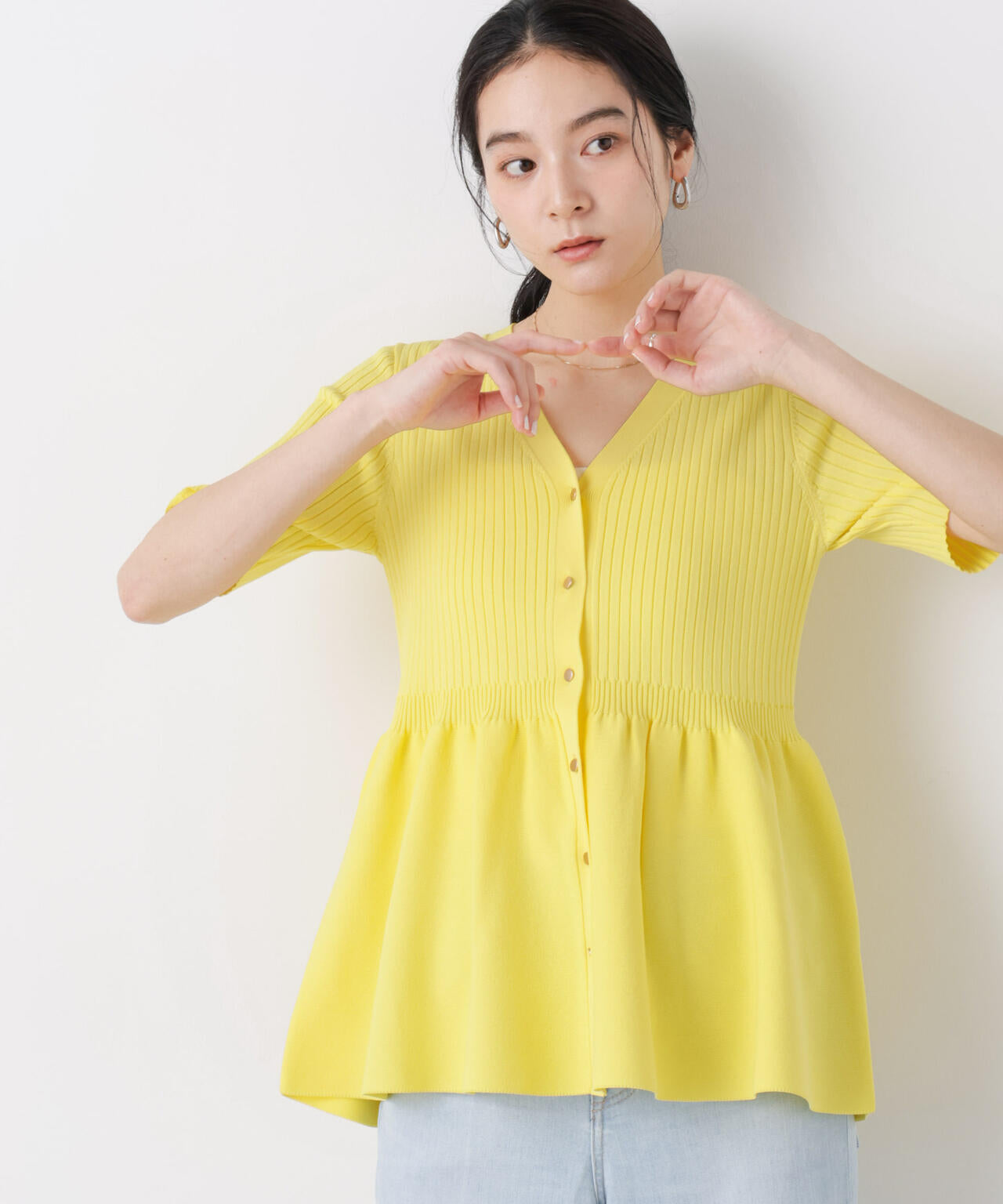 SUMMER VEIL KNIT ペプラムニットカーディガン