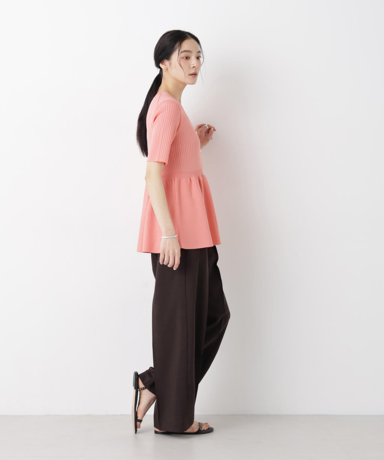 SUMMER VEIL KNIT ペプラムニットカーディガン