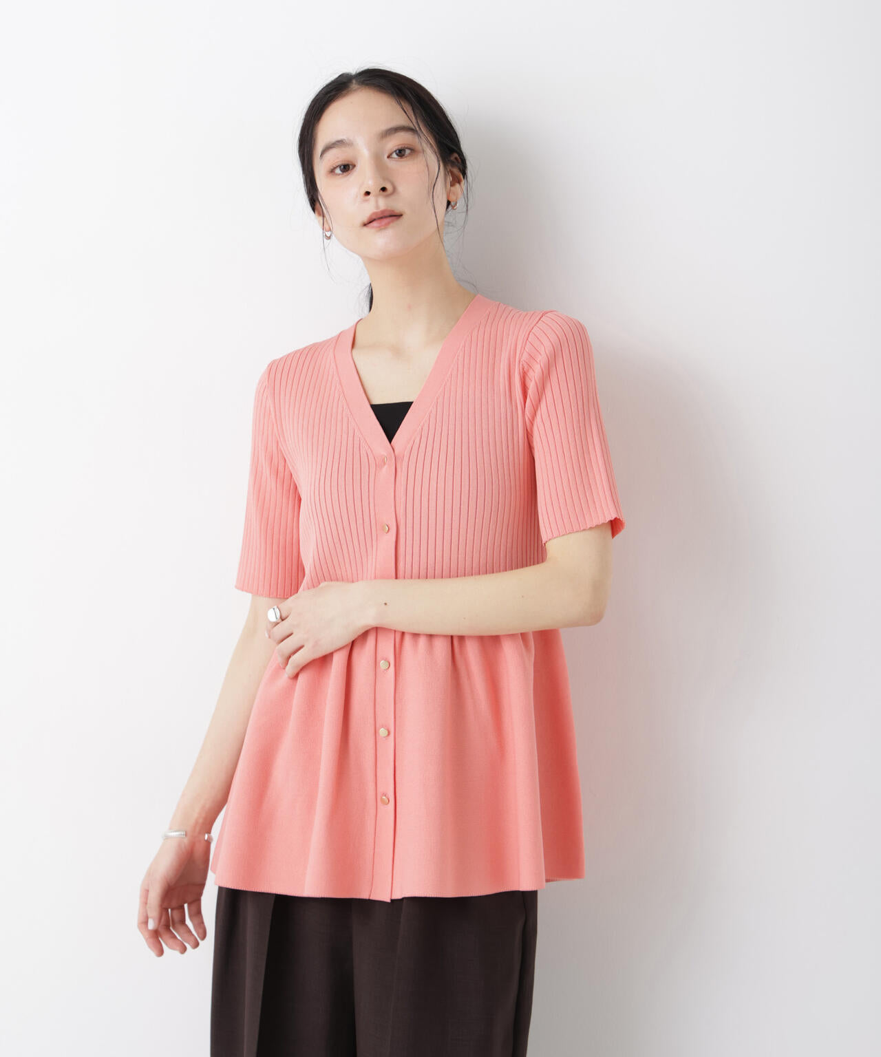 SUMMER VEIL KNIT ペプラムニットカーディガン