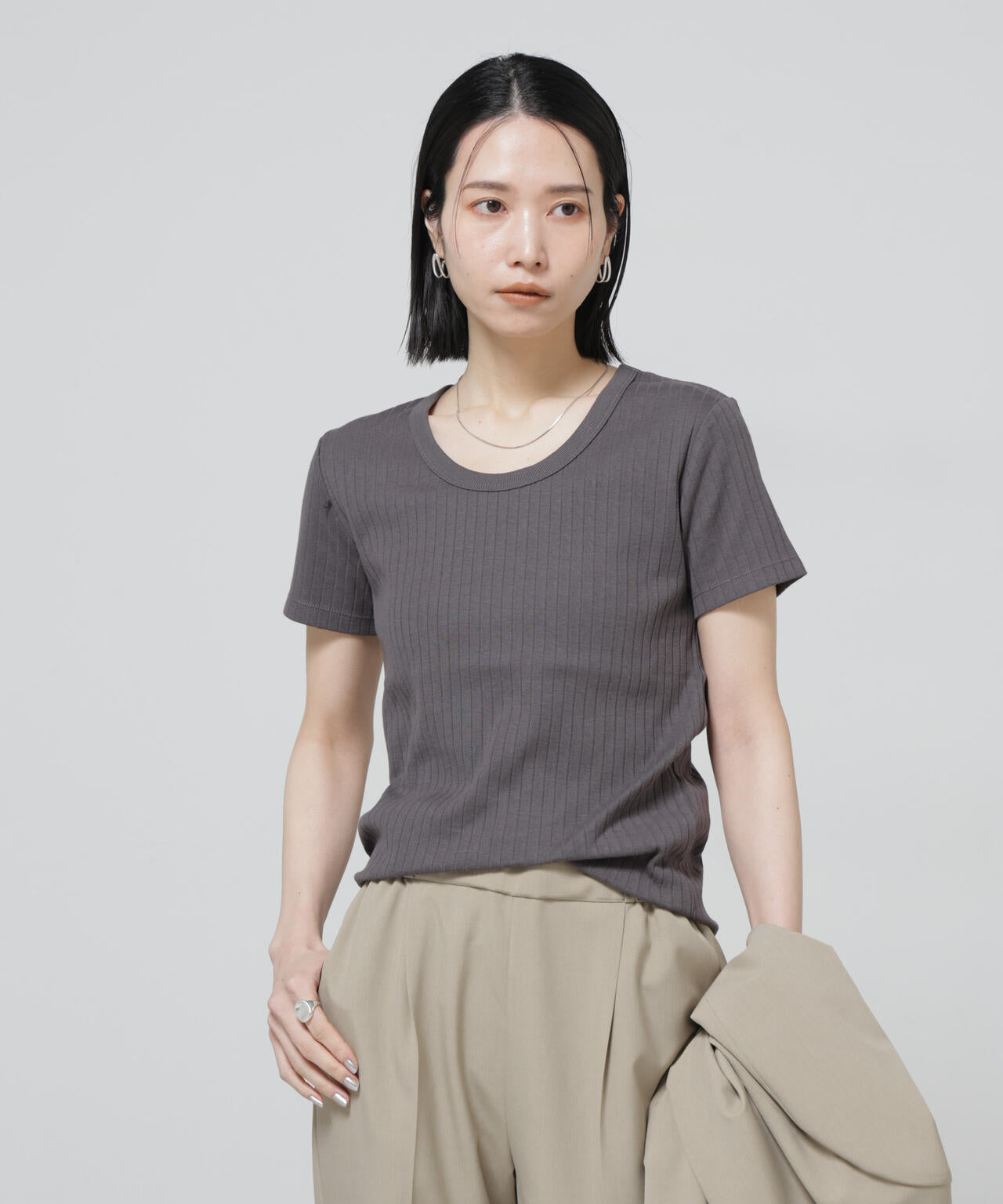 Anti Soaked(R) 汗染み防止コンパクトリブTシャツ