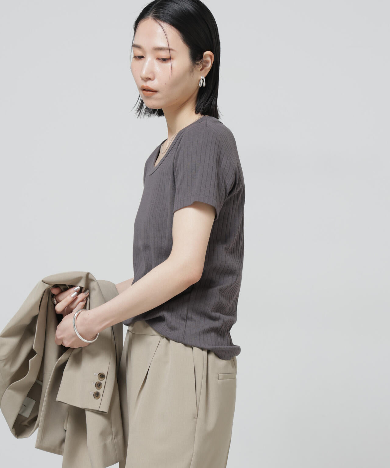Anti Soaked(R) 汗染み防止コンパクトリブTシャツ
