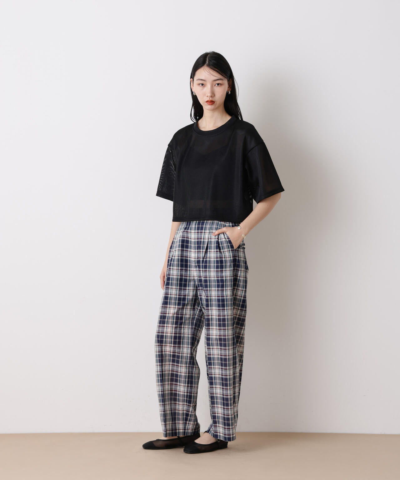 「STEVELOUR」シアーメッシュショートトップス(セットアップ可)