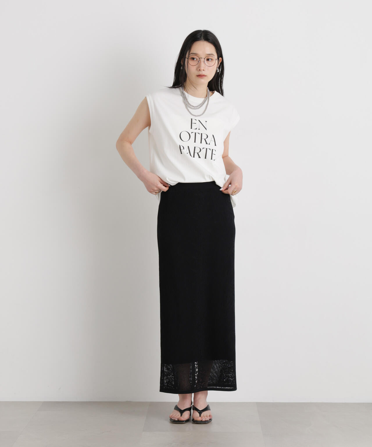 MINERALTEX(TM)ロゴプリントノースリーブTシャツ