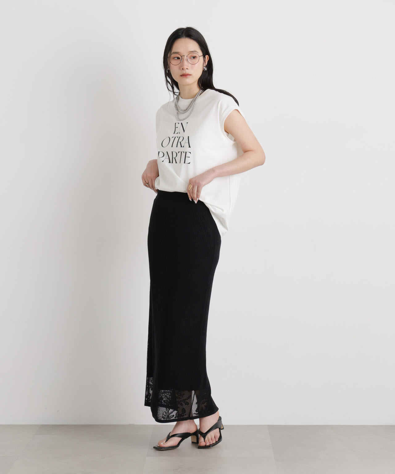 MINERALTEX(TM)ロゴプリントノースリーブTシャツ