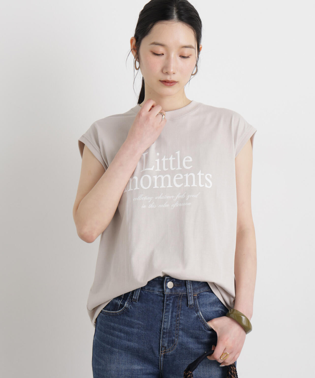 MINERALTEX(TM)ロゴプリントノースリーブTシャツ