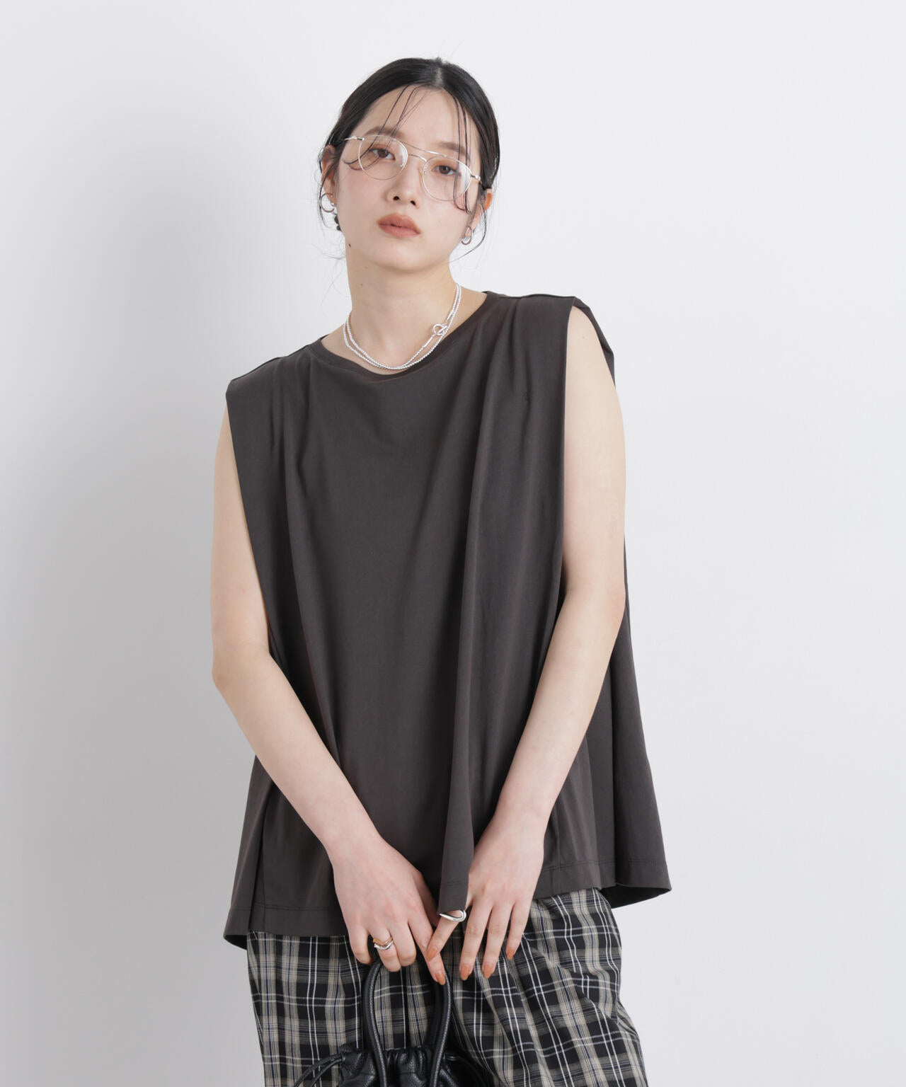 NANOFINE ボックスフレアカットトップス