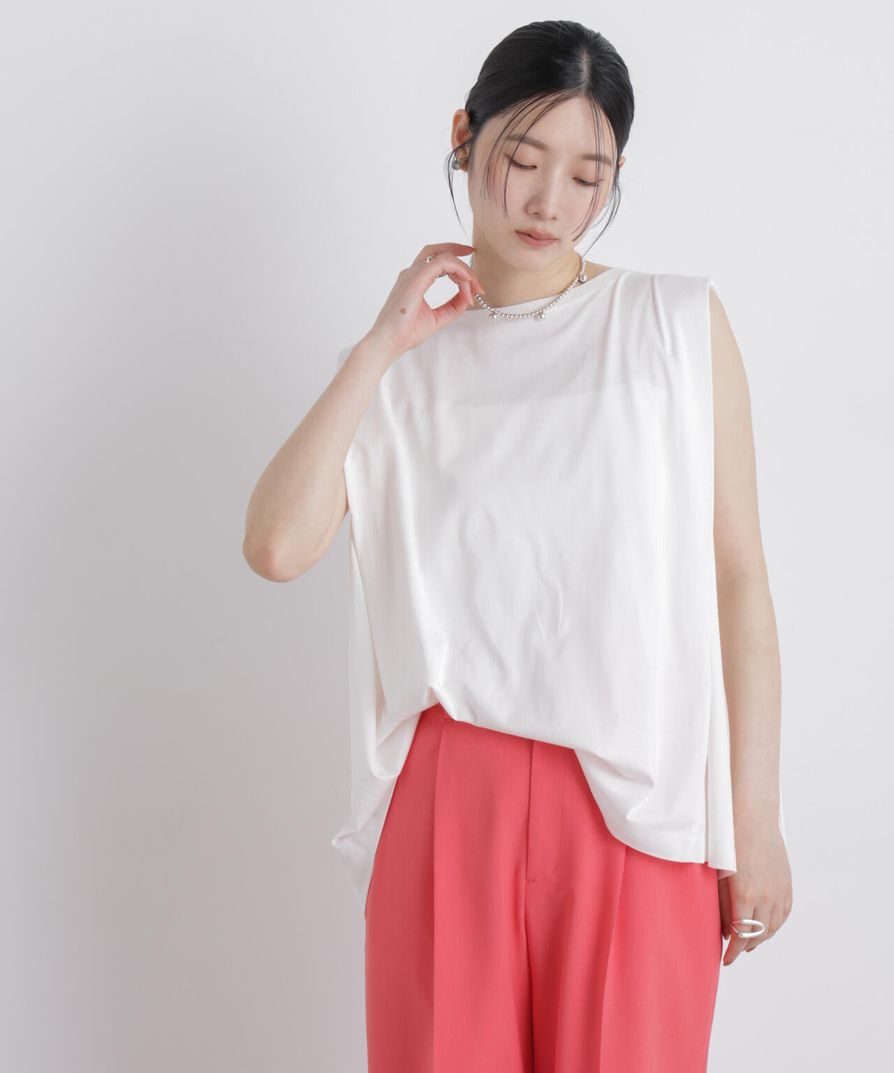 NANOFINE ボックスフレアカットトップス