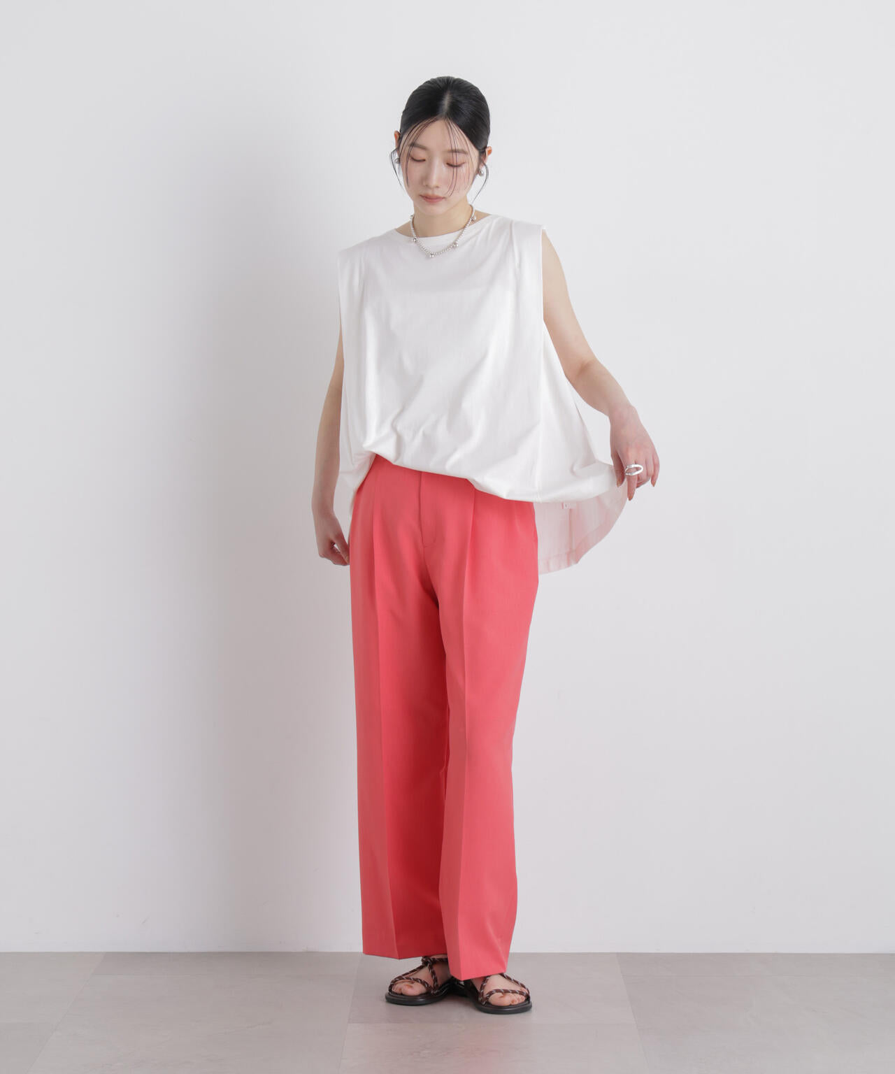 NANOFINE ボックスフレアカットトップス