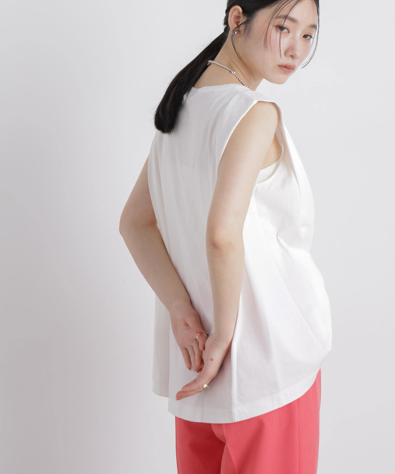 NANOFINE ボックスフレアカットトップス
