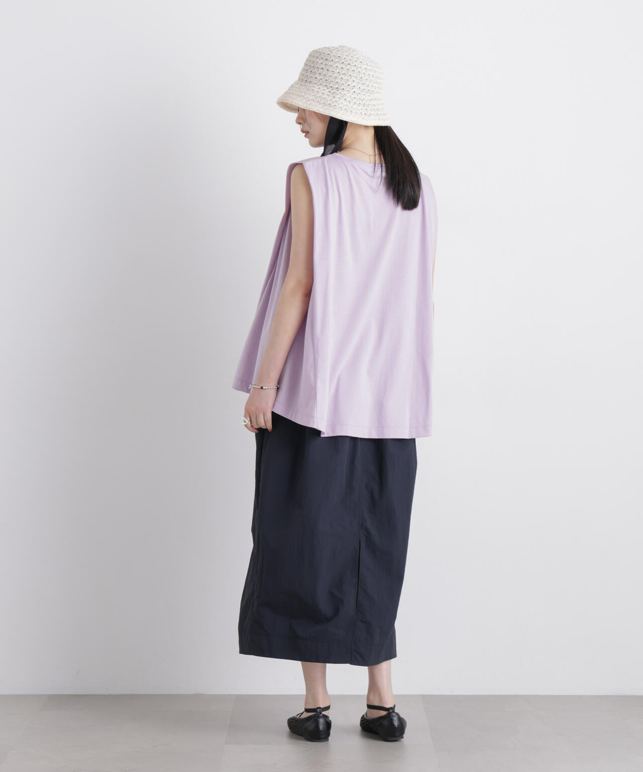 NANOFINE ボックスフレアカットトップス