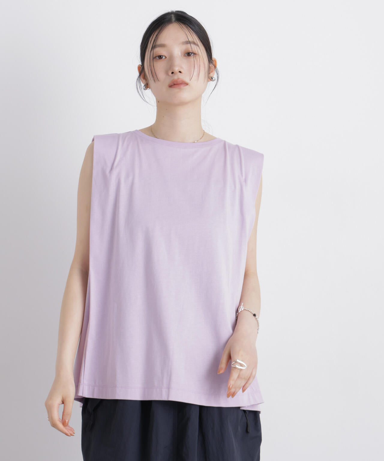 NANOFINE ボックスフレアカットトップス