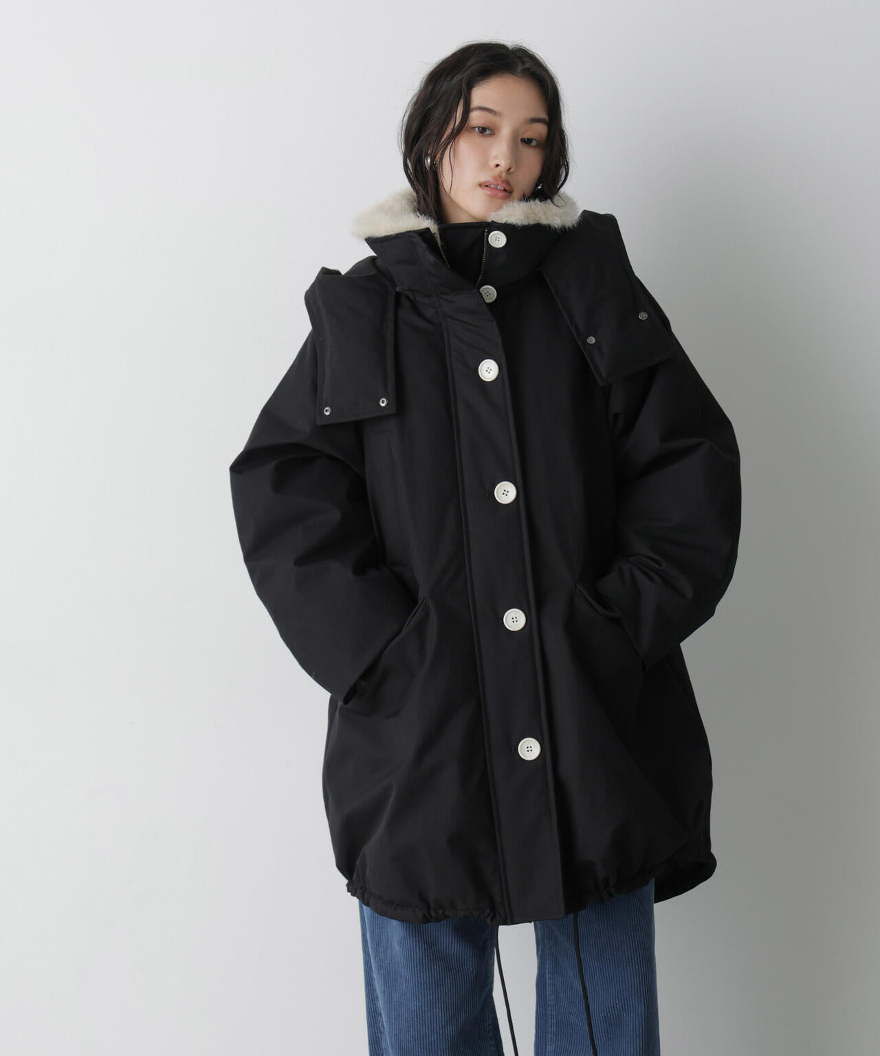「STEVELOUR」「西川ダウン(R)」ファー付きコート